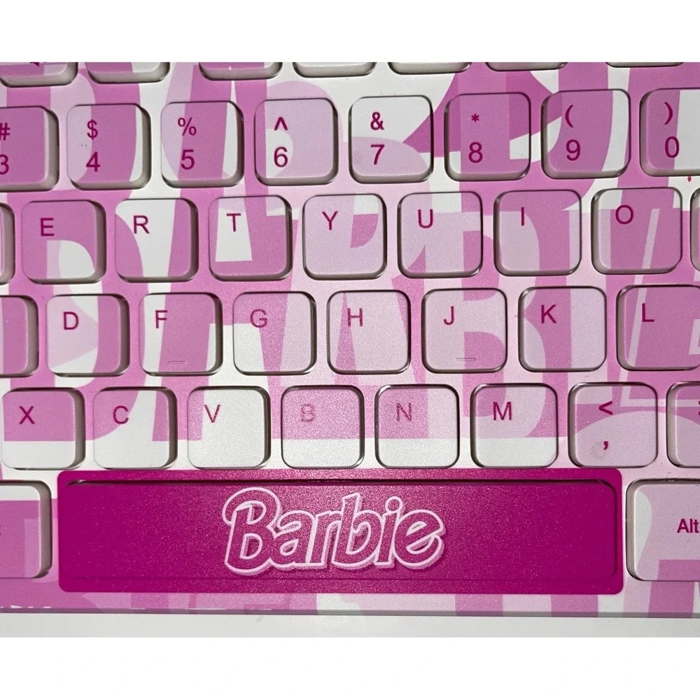 Official Mattel Barbie Computer USB Wired Pink Barbie Logo Printed Keyboard 2023